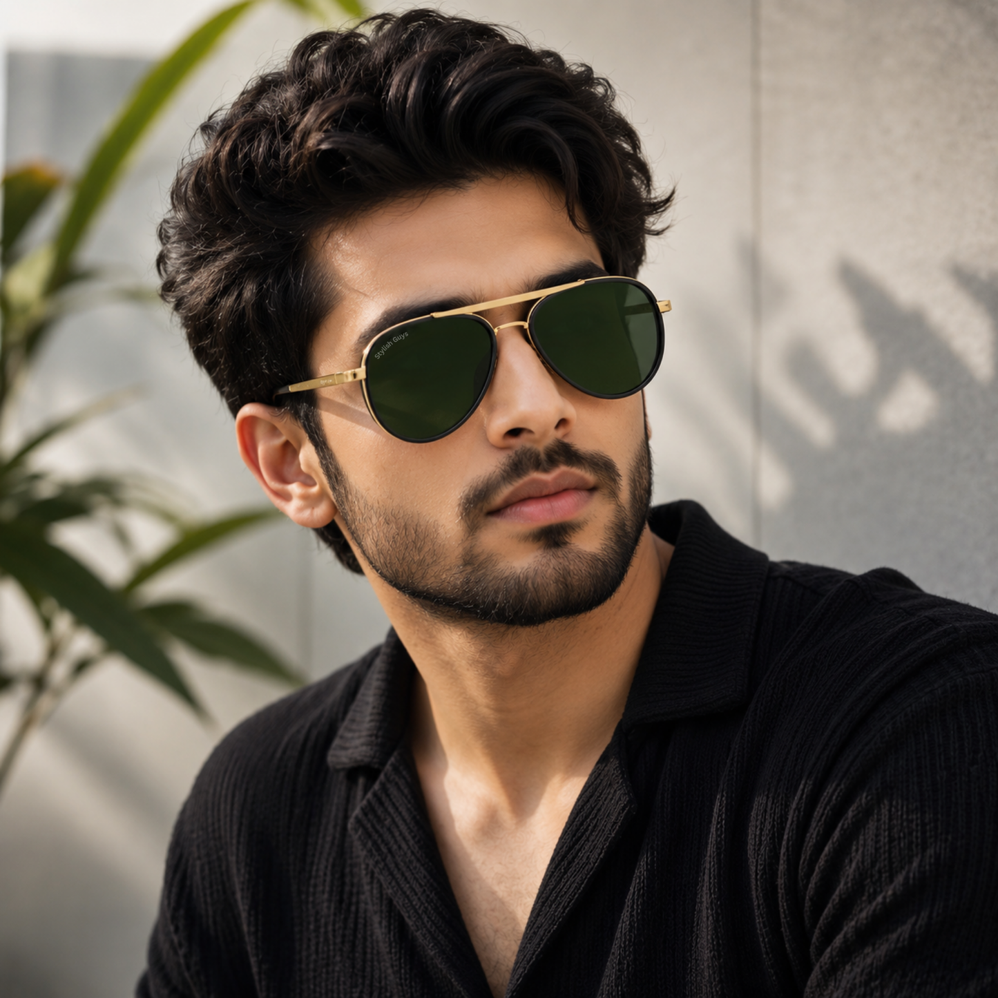 Sunglasses For Men With Black Glass & Golden Frame 4414 Aviator Oval Sunglass By Sunglasses Deal