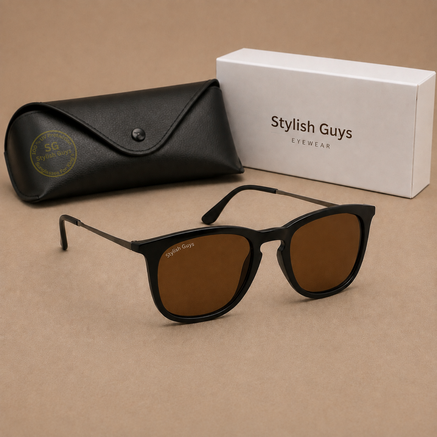 Sunglasses For Men With Brown Glass & Black Frame 4221 Square Sunglass By Sunglasses Deal