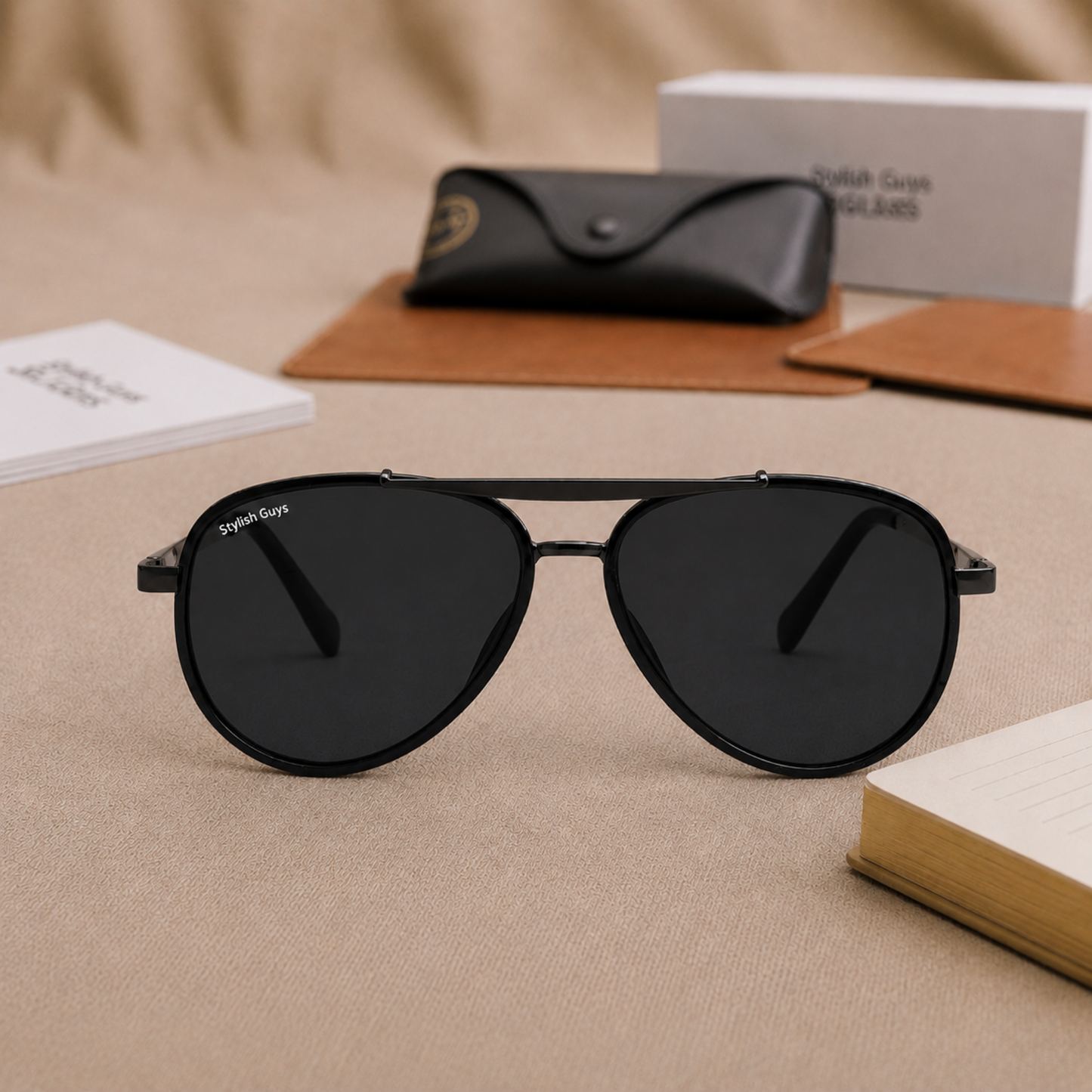 Sunglasses For Men With Black Glass & Black Frame 4414 Aviator Oval Sunglass By Sunglasses Deal
