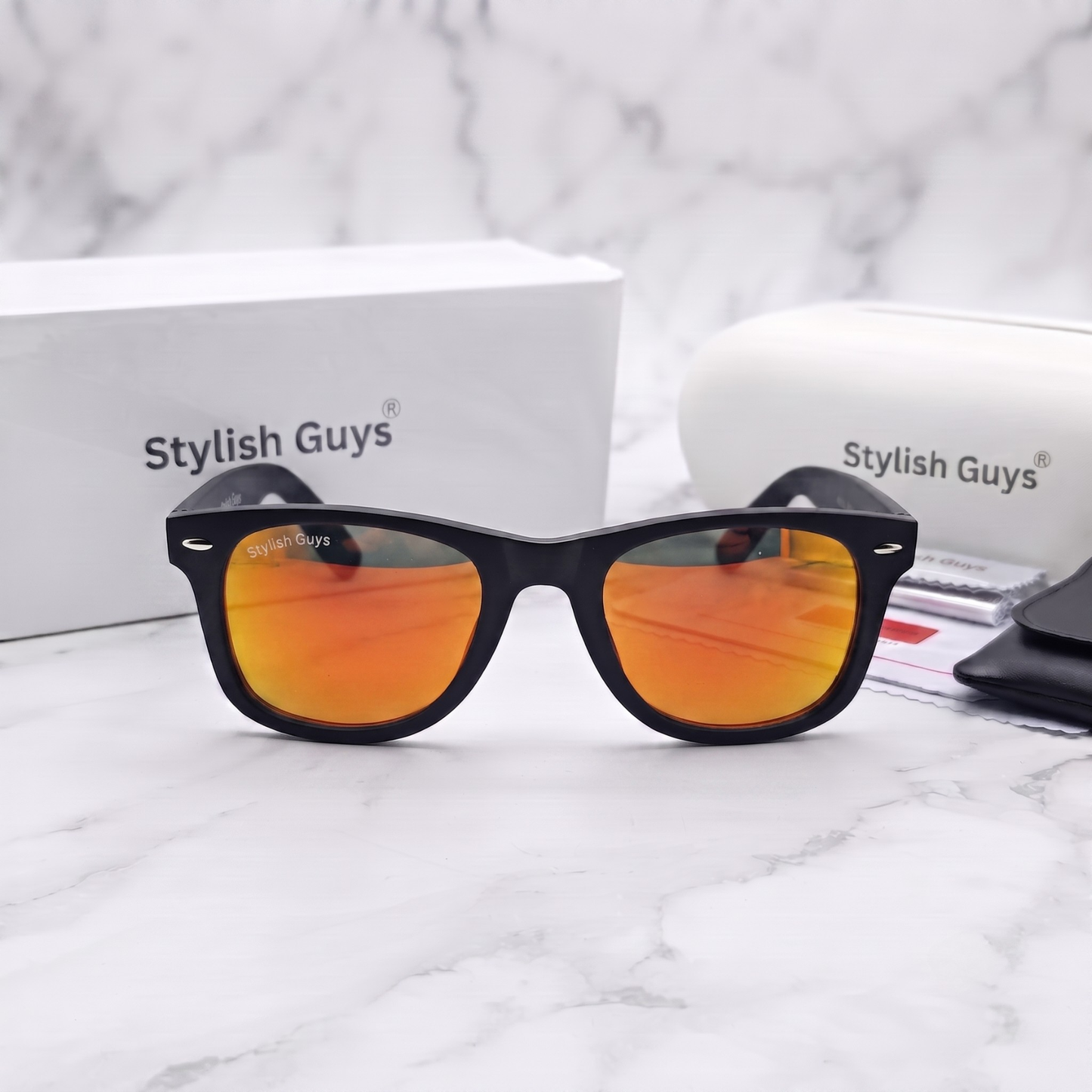 Sunglasses For Men With Orange Mercury Glass & Black Frame 2140 Wayfarer Sunglass By Sunglasses Deal