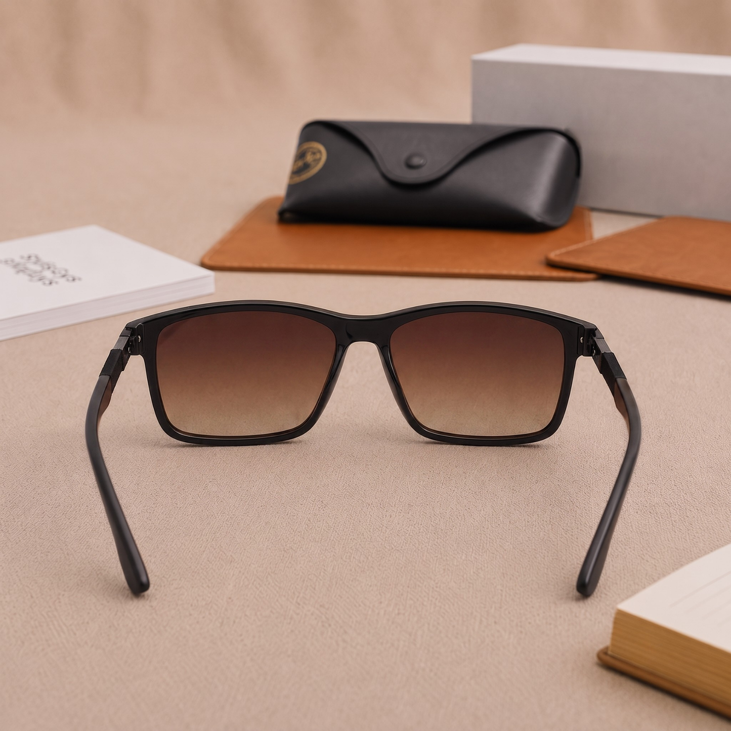 Sunglasses For Men With Brown Shade Glass & Black Frame 4228 Square Sunglass By Sunglasses Deal