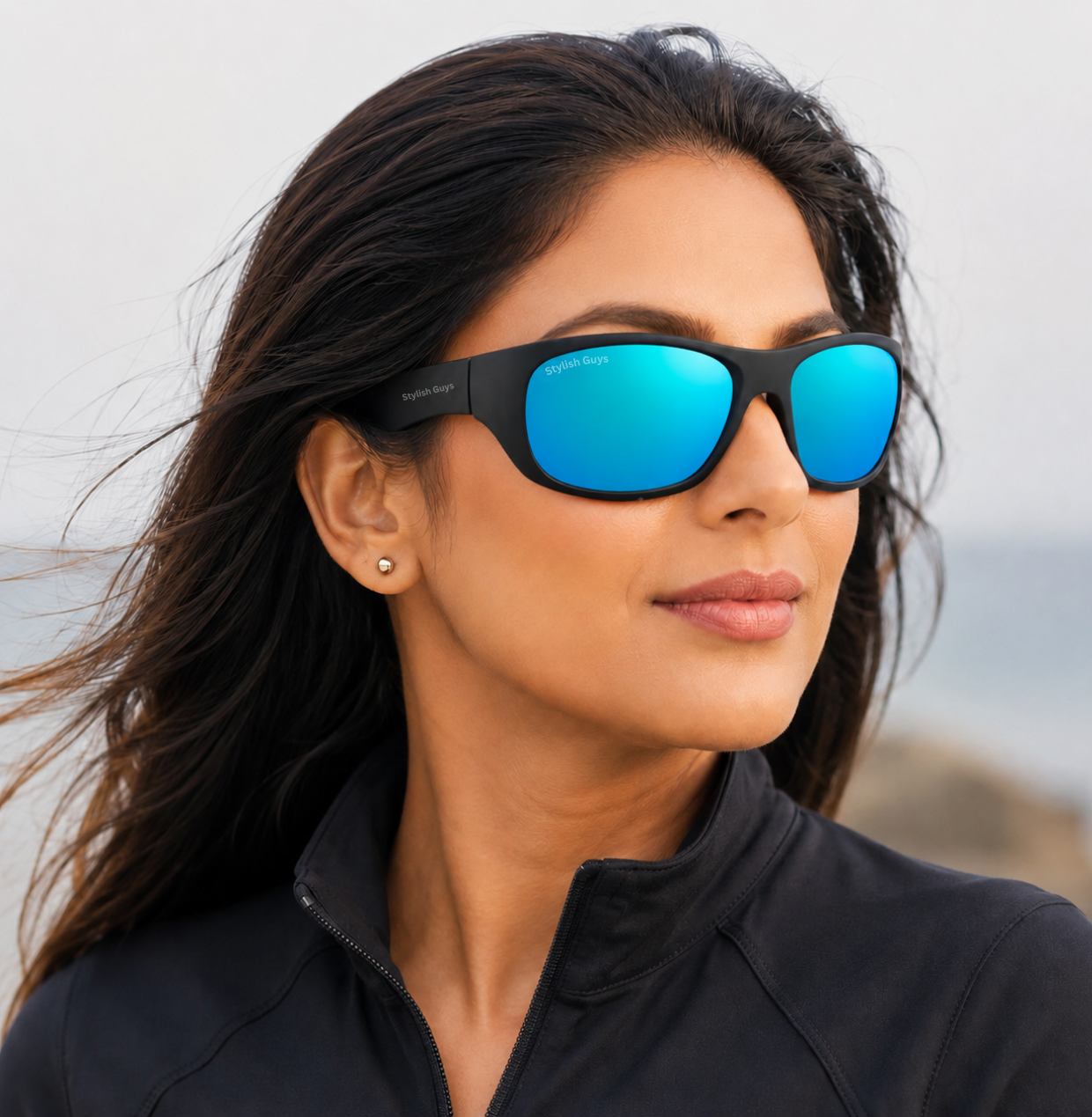 Sunglasses For Men With Aqua Blue Mercury Glass & Black Frame 2053 Sport Sunglass By Sunglasses Deal