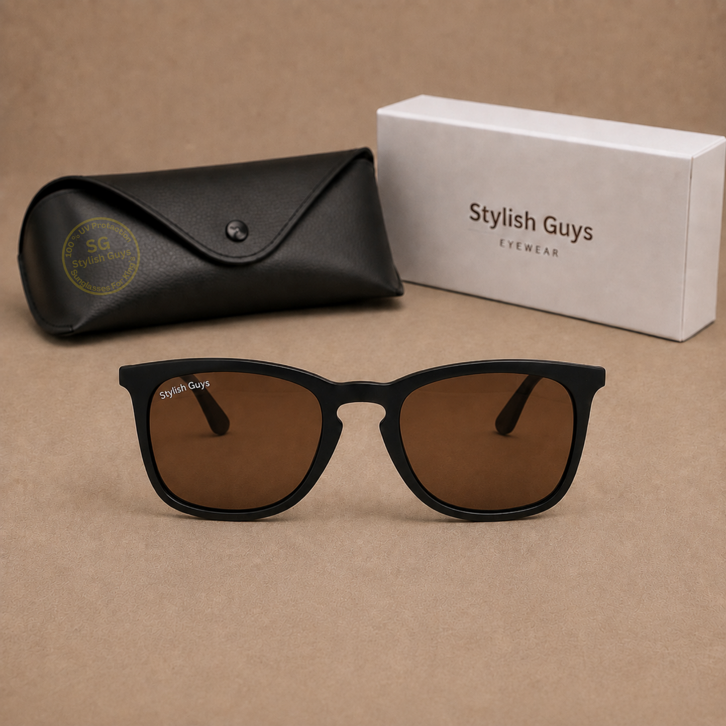 Sunglasses For Men With Brown Glass & Black Frame 4221 Square Sunglass By Sunglasses Deal
