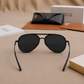 Sunglasses For Men With Black Glass & Black Frame 4414 Aviator Oval Sunglass By Sunglasses Deal