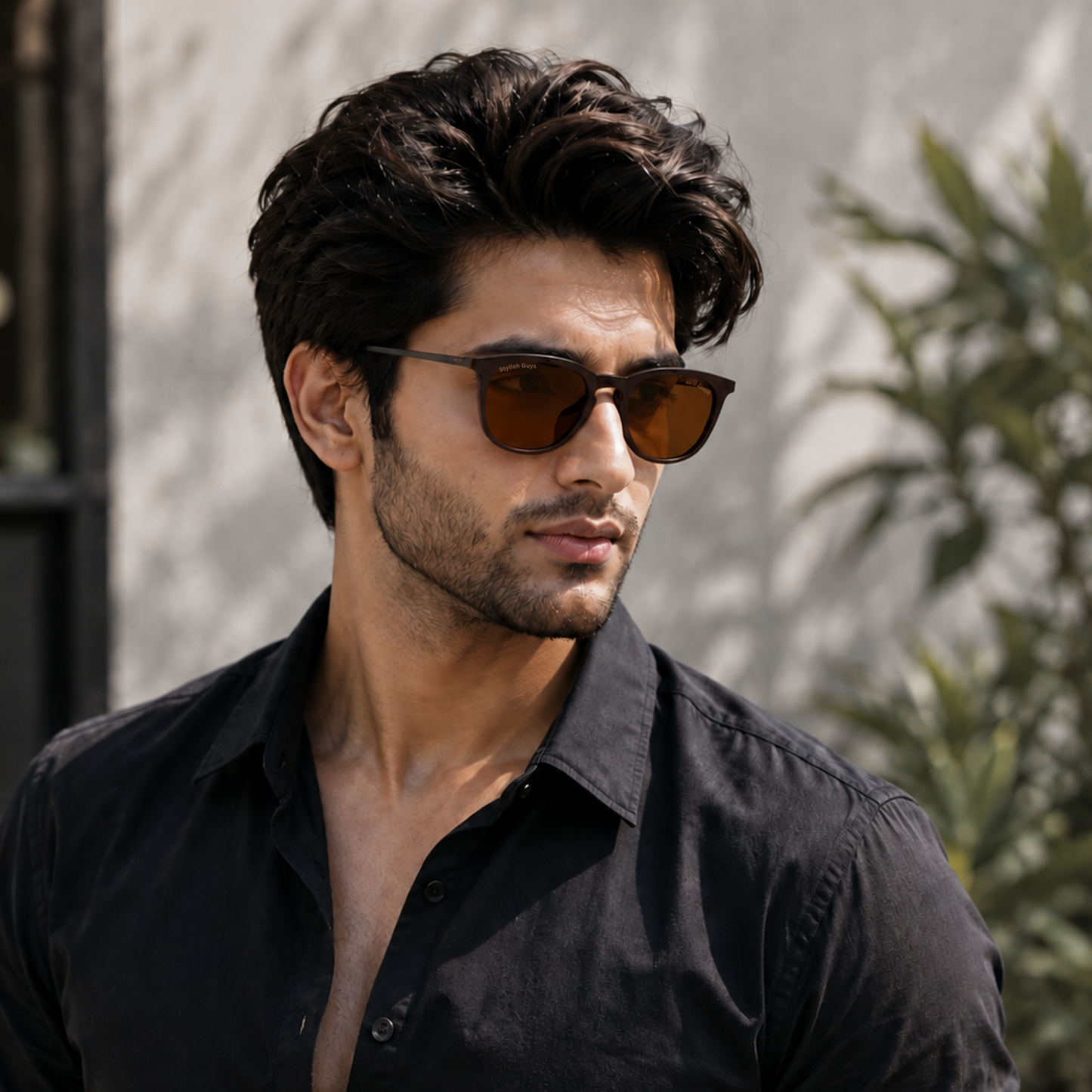 Sunglasses For Men With Brown Glass & Black Frame 4221 Square Sunglass By Sunglasses Deal