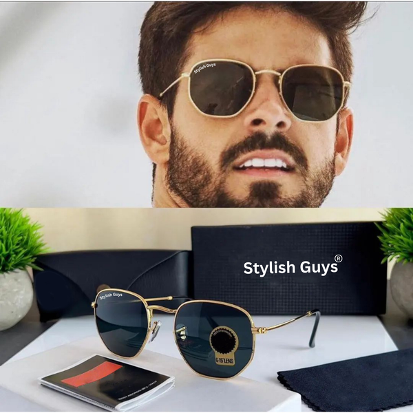 Top Trendy Hot New Stylish Attractive Black & Golden 3548 Evergreen UV Protected Sunglasses For King's Men & Women