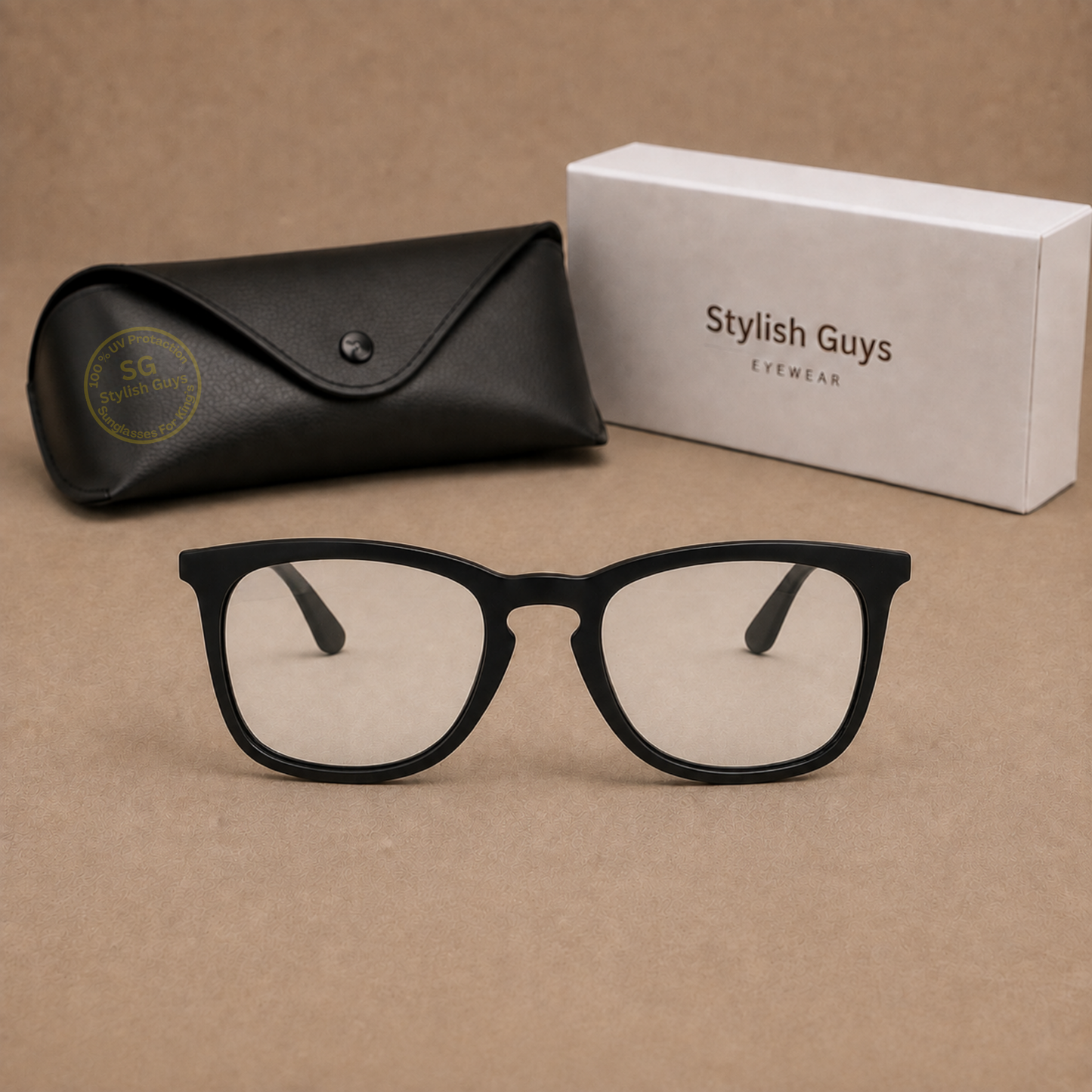 Sunglasses For Men With Clear Glass & Black Frame 4221 Square Sunglass By Sunglasses Deal