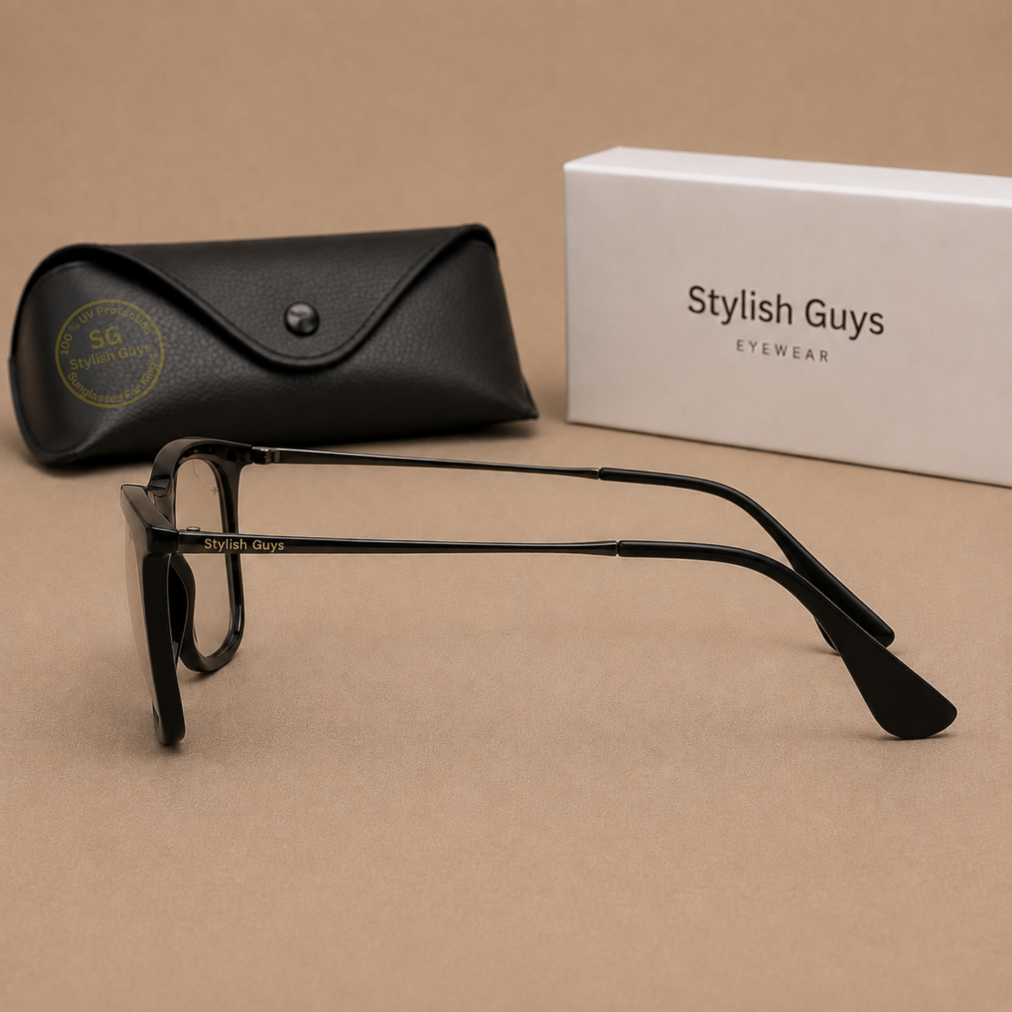 Sunglasses For Men With Clear Glass & Black Frame 4221 Square Sunglass By Sunglasses Deal
