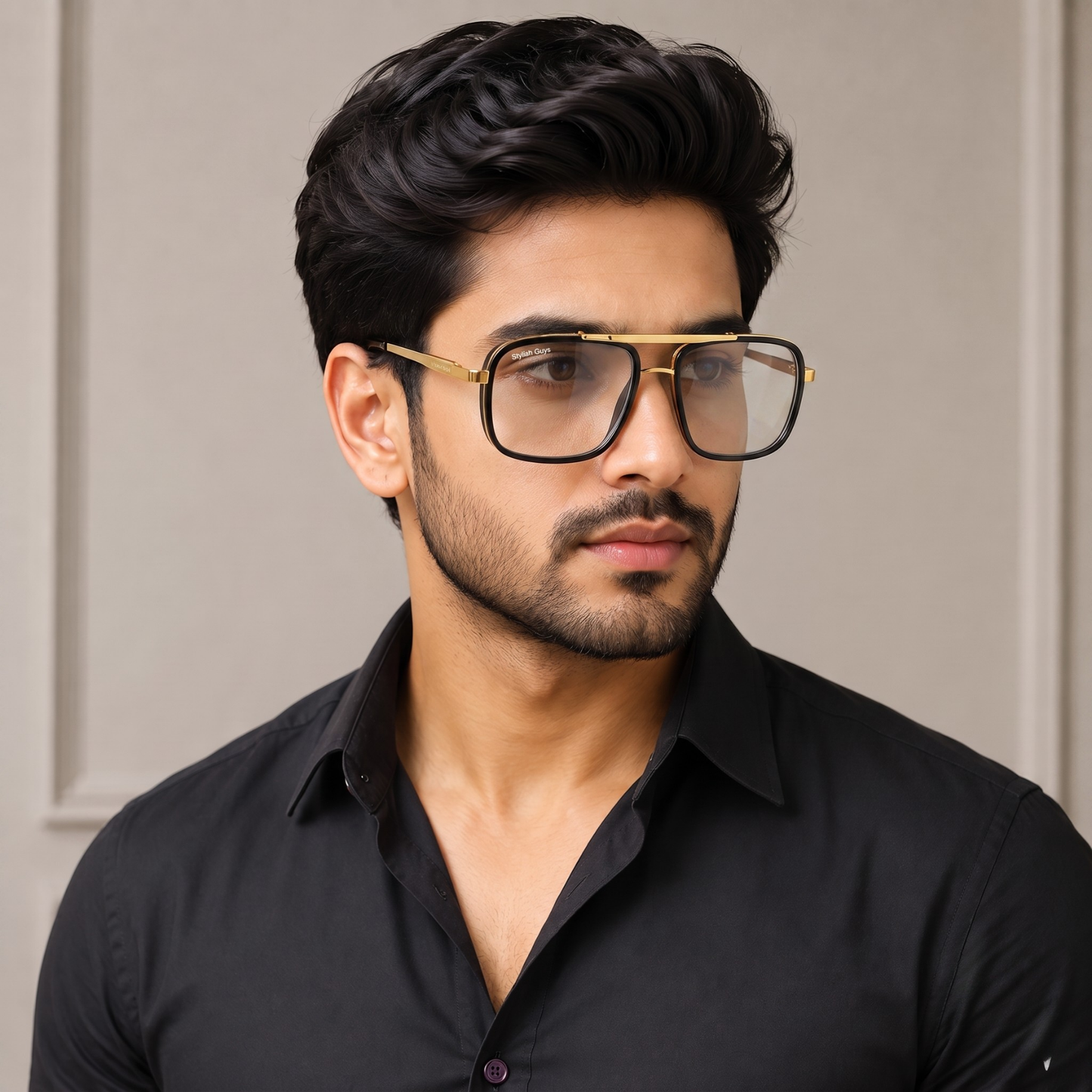 Sunglasses For Men With Clear Glass & Golden Frame 4413 Square Sunglass By Sunglasses Deal