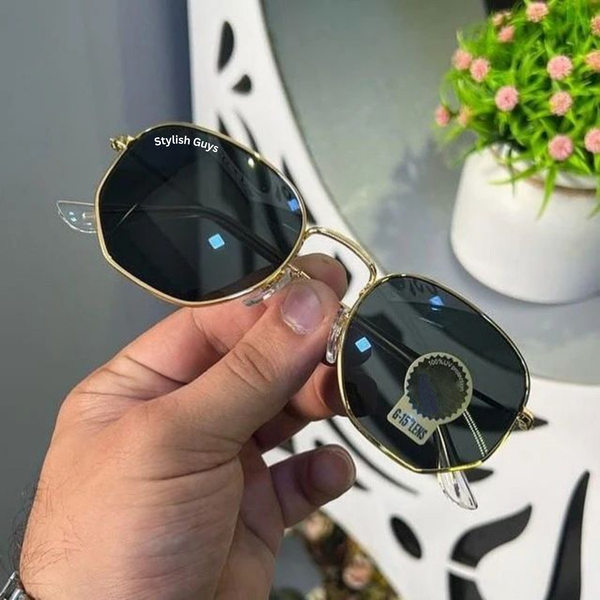 Top Trendy Hot New Stylish Attractive Black & Golden 3548 Evergreen UV Protected Sunglasses For King's Men & Women