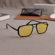 Sunglasses For Men With Candy Yellow Glass & Black Frame 4413 Square Sunglass By Sunglasses Deal