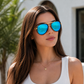 Sunglasses For Men With Aqua Blue Mercury Glass & Golden Frame 4414 Aviator Oval Sunglass By Sunglasses Deal