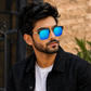 Sunglasses For Men With Aqua Blue Mercury Glass & Golden Frame 04 Square Polarized Sunglass By Sunglasses Deal