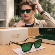 Sunglasses For Men With Green Glass & Black Frame 4708 Square Sunglass By Sunglasses Deal