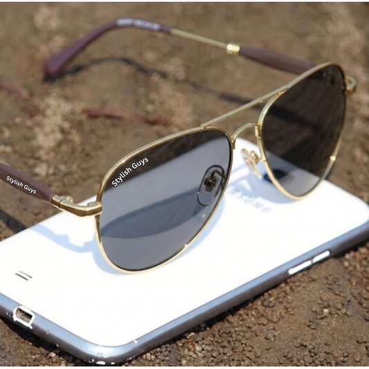 Sunglasses For Men With Black Glass & Golden Frame 3517 Aviator Oval Sunglass By Sunglasses Deal