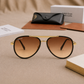 Sunglasses For Men With Brown Shade Glass & Golden Frame 4414 Aviator Oval Sunglass By Sunglasses Deal