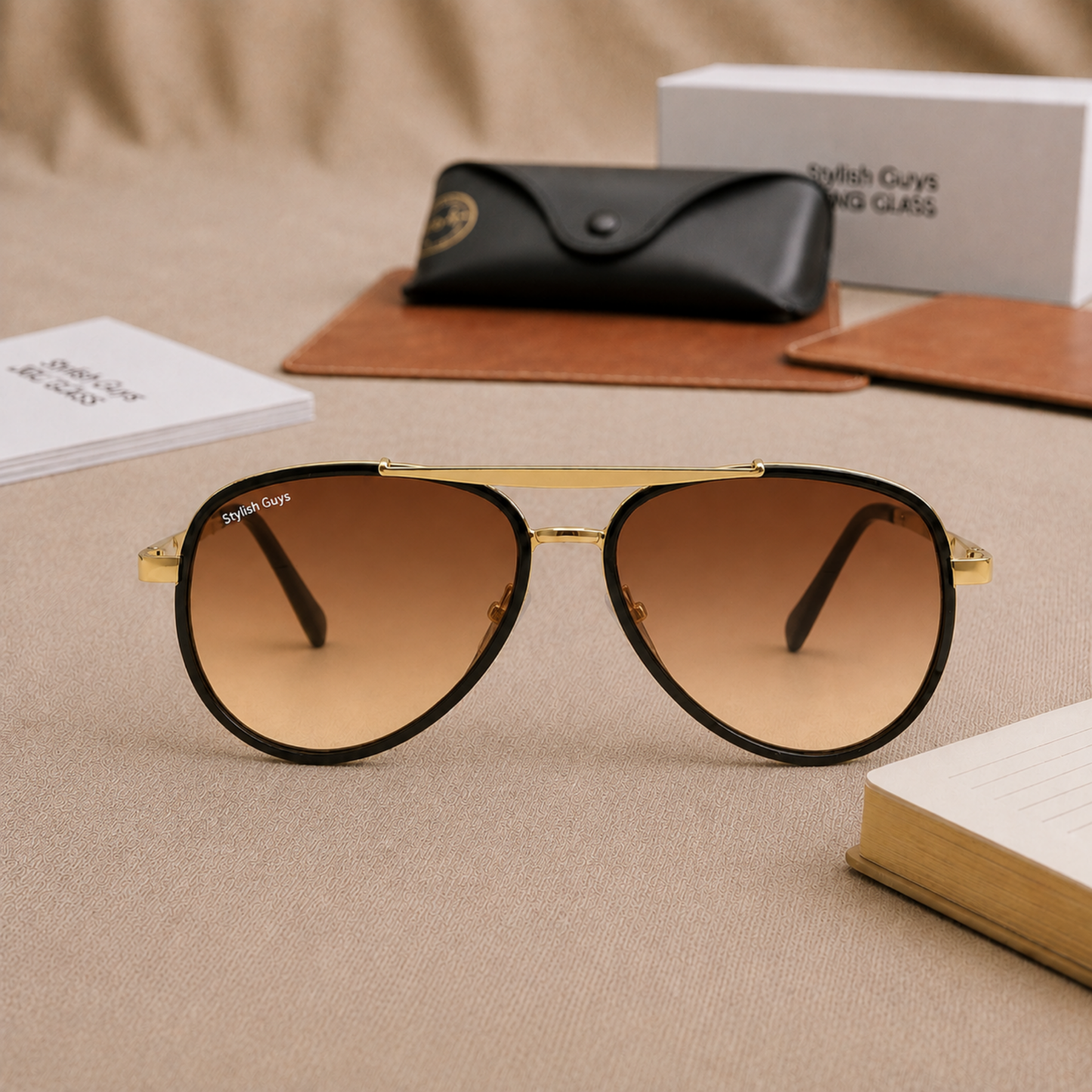 Sunglasses For Men With Brown Shade Glass & Golden Frame 4414 Aviator Oval Sunglass By Sunglasses Deal