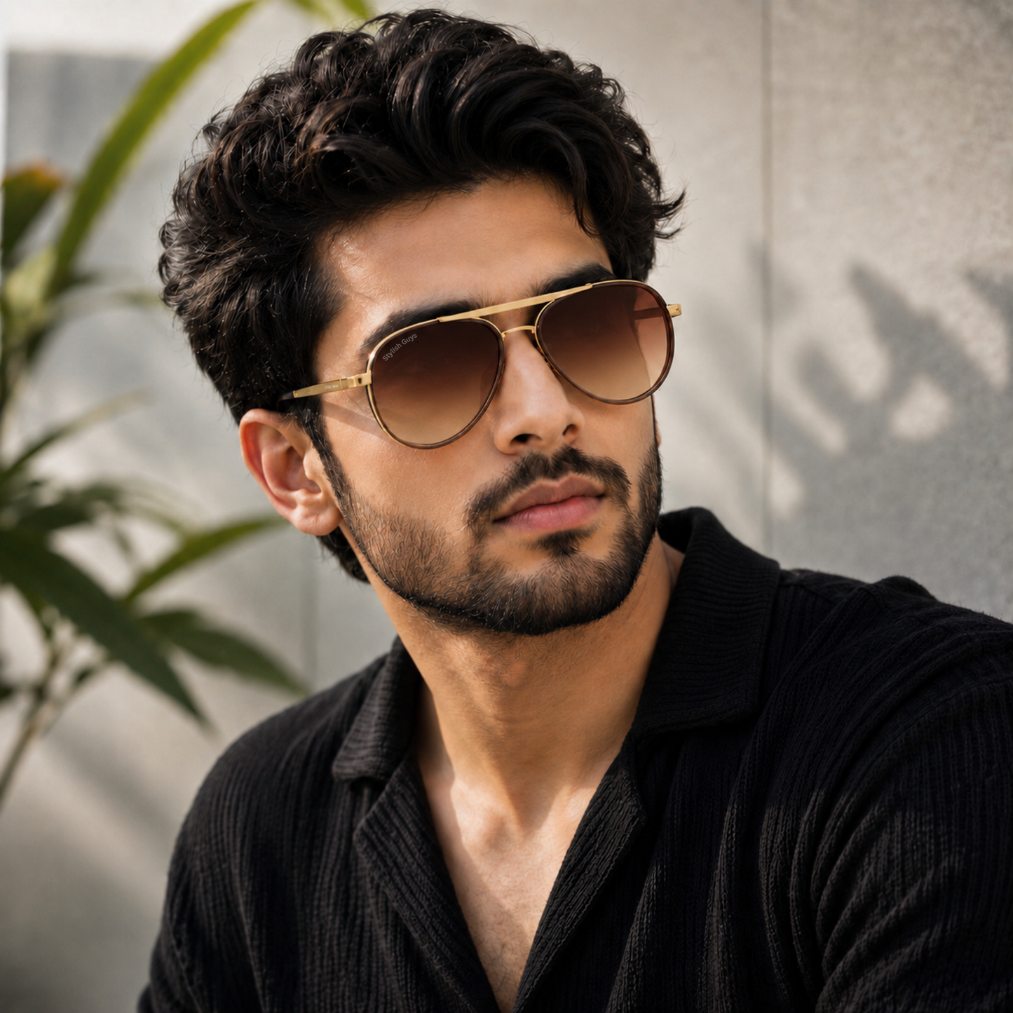Sunglasses For Men With Brown Shade Glass & Golden Frame 4414 Aviator Oval Sunglass By Sunglasses Deal