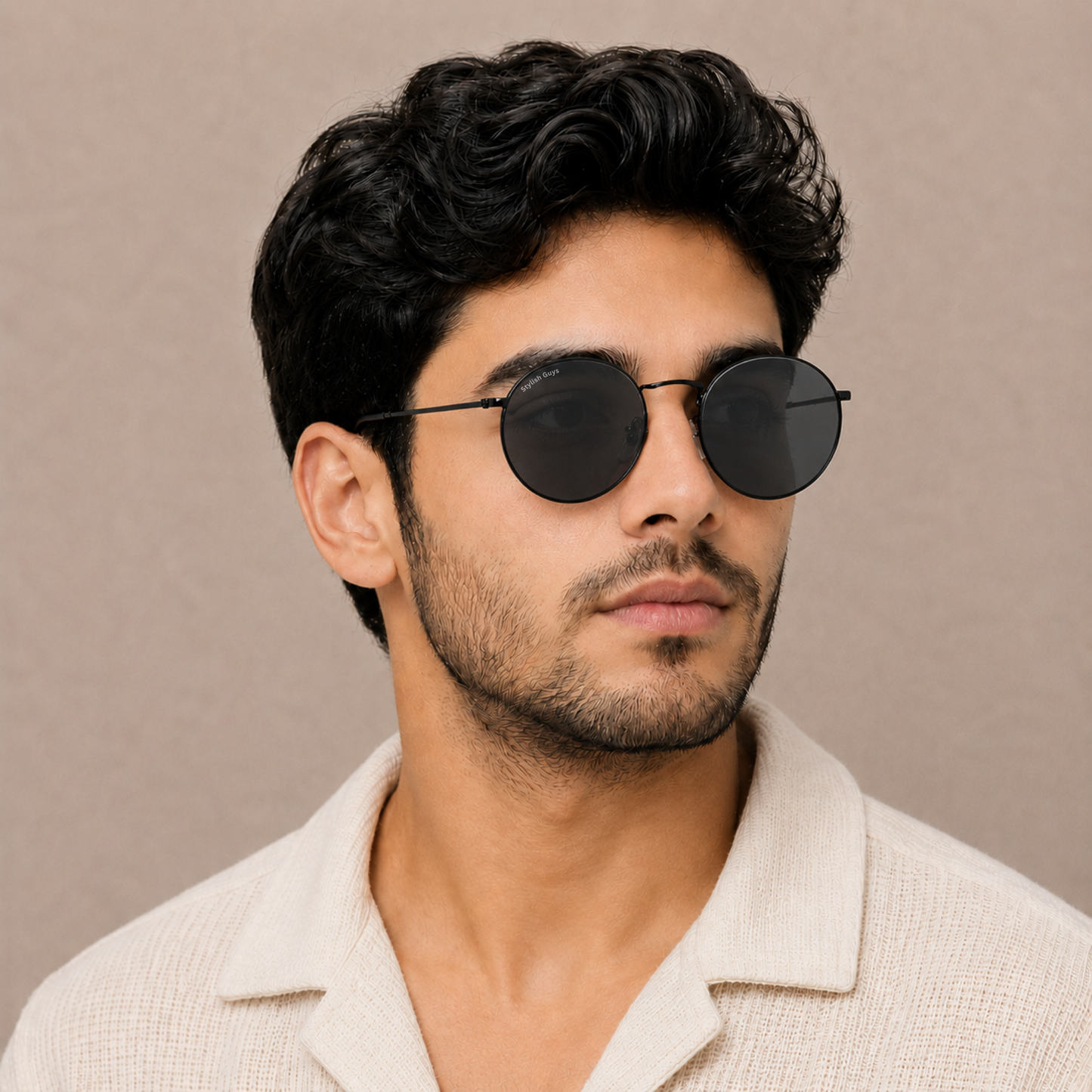 Sunglasses For Men With Black Glass & Black Frame 3447 Panto Round Sunglass By Sunglasses Deal