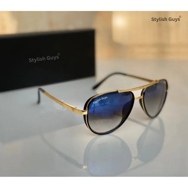 Top Trendy Hot New Stylish Attractive Blue Shade & Golden 4414 Evergreen UV Protected Club Master Sunglasses For King's Men & Women ( SG - 4414 )