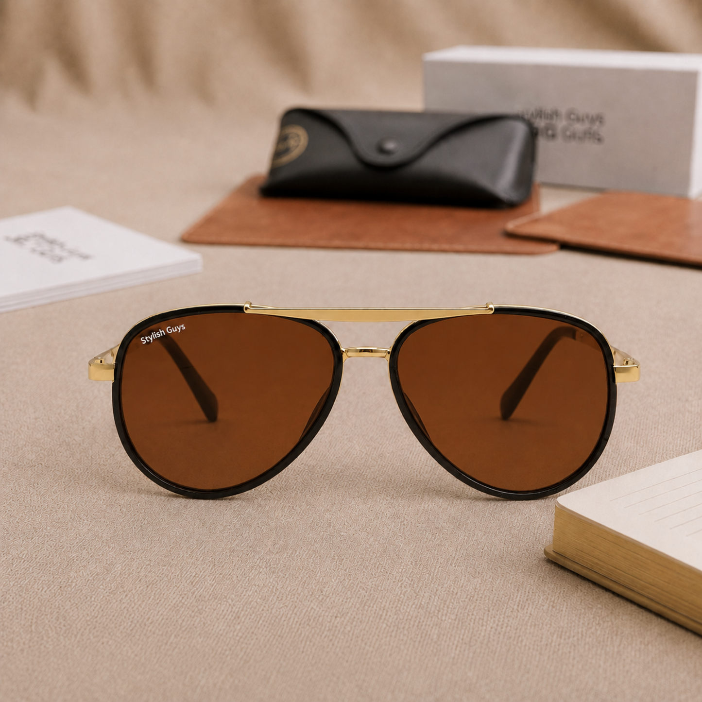 Sunglasses For Men With Brown Glass & Golden Frame 4414 Aviator Oval Sunglass By Sunglasses Deal