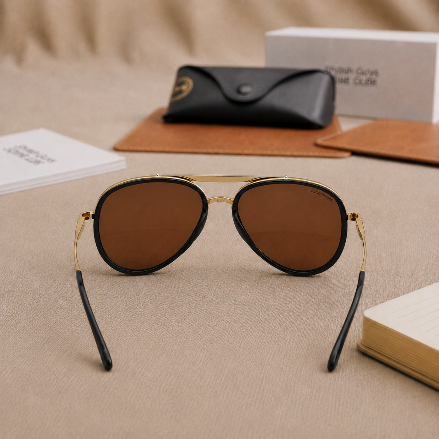 Sunglasses For Men With Brown Glass & Golden Frame 4414 Aviator Oval Sunglass By Sunglasses Deal