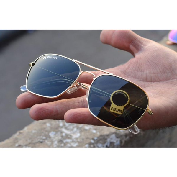 Top Trendy Hot New Stylish Attractive Black & Golden 3136 Evergreen UV Protected Sunglasses For King's Men & Women