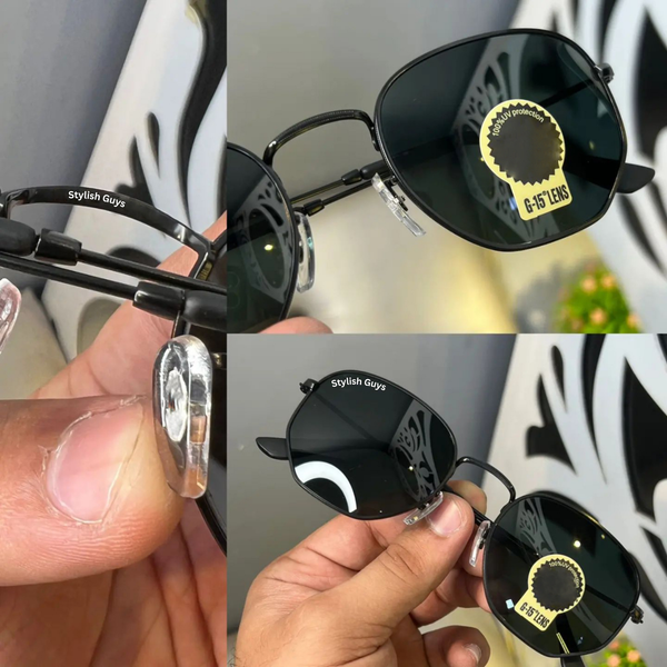 New Fancy Latest Flexible Nosed Trending B2 Hexagaon With Metal Frame Hot Favourite Sunglass For Men, Women & Unisex. ( SG - 3548 )