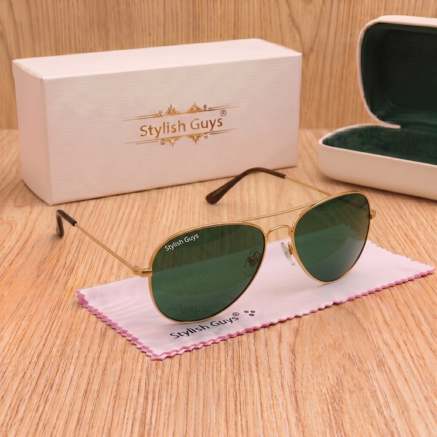 Sunglasses For Men With Green Glass & Golden Frame 3026 Aviator Sunglass By Sunglasses Deal