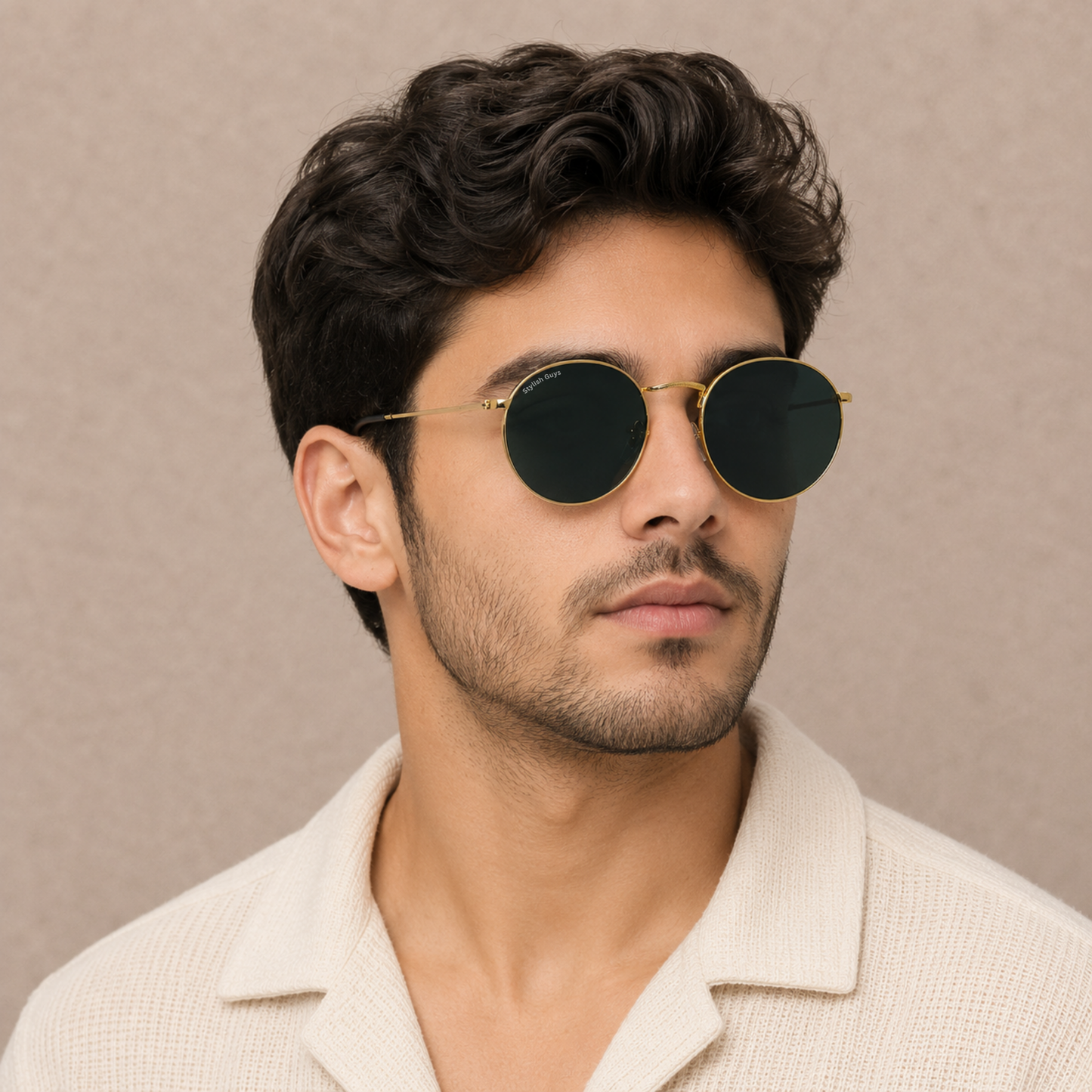 Sunglasses For Men With Black Glass & Golden Frame 3447 Panto Round Sunglass By Sunglasses Deal