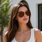Sunglasses For Men With Brown Glass & Golden Frame 4414 Aviator Oval Sunglass By Sunglasses Deal