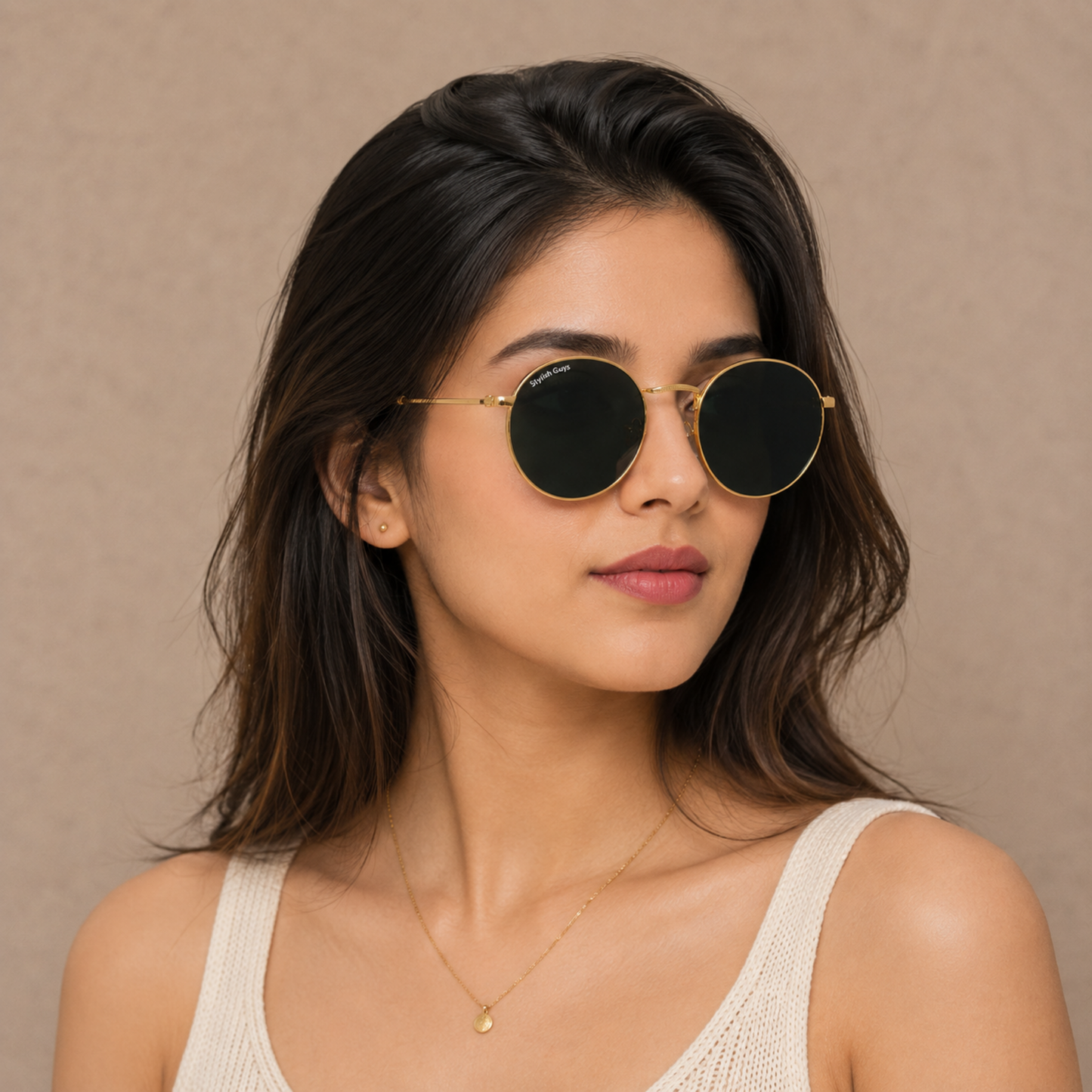 Sunglasses For Men With Black Glass & Golden Frame 3447 Panto Round Sunglass By Sunglasses Deal