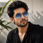 Sunglasses For Men With Blue Shade Glass & Golden Frame 4414 Aviator Oval Sunglass By Sunglasses Deal