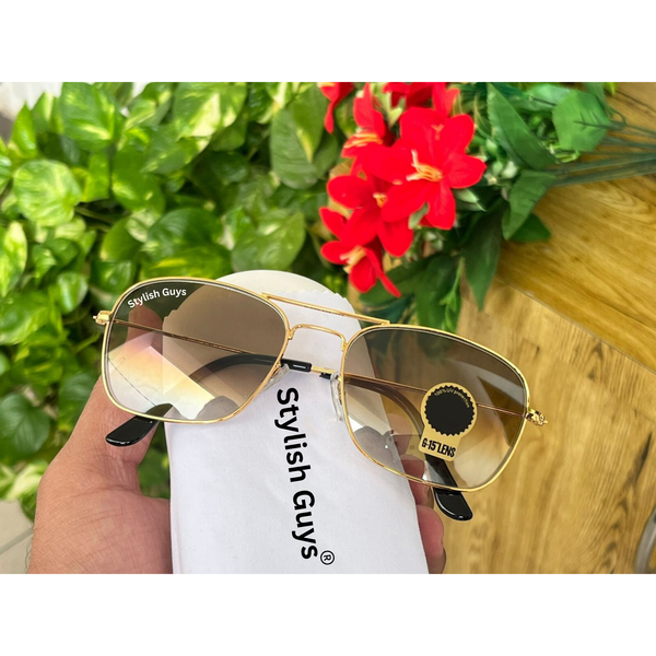 Top Trendy Hot New Stylish Attractive Brown Shade & Golden 3136 Evergreen UV Protected Sunglasses For King's Men & Women