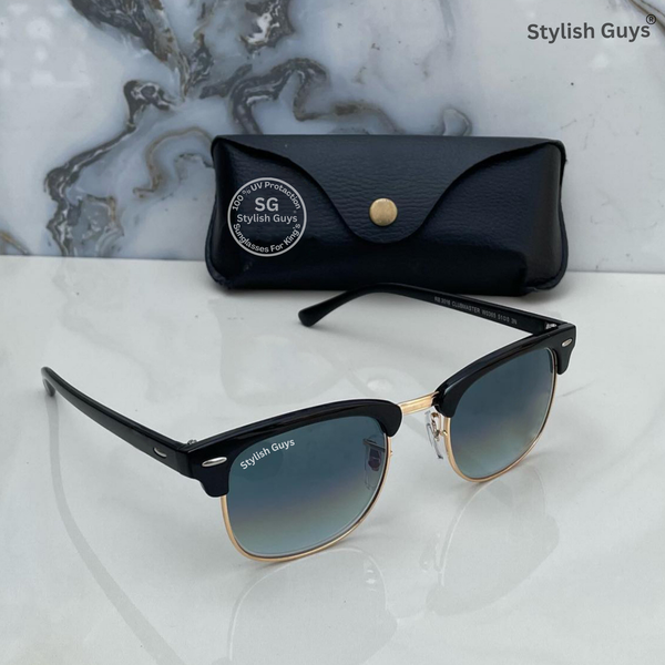 Top Trendy Hot New Stylish Attractive Blue Shade & Golden 3016 Evergreen UV Protected Club Master Sunglasses For King's Men & Women
