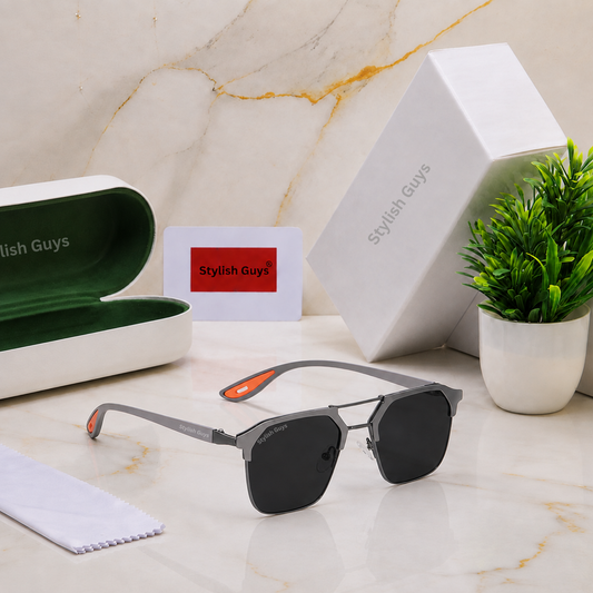Sunglasses For Men With Black Glass & Grey Frame 04 Square Polarized Sunglass By Sunglasses Deal