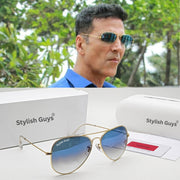 Sunglasses For Men With Blue Shade Glass & Golden Frame 3026 Aviator Sunglass By Sunglasses Deal
