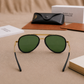 Sunglasses For Men With Green Glass & Golden Frame 4414 Aviator Oval Sunglass By Sunglasses Deal