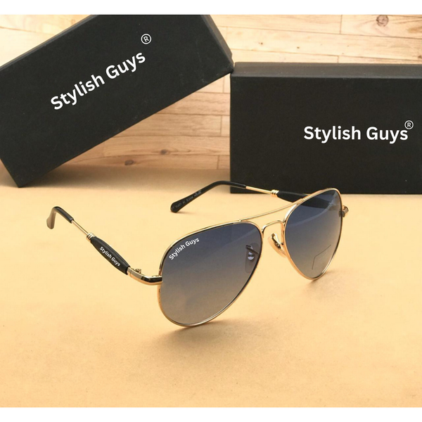 Top Trendy Hot New Stylish Attractive Blue Shade & Golden 3517 Evergreen UV Protected Sunglasses For King's Men & Women