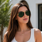 Sunglasses For Men With Green Glass & Golden Frame 4414 Aviator Oval Sunglass By Sunglasses Deal