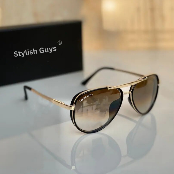 Top Trendy Hot New Stylish Attractive Brown Shade & Golden 4414 Evergreen UV Protected Sunglasses For King's Men & Women