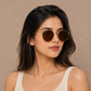 Sunglasses For Men With Brown Glass & Golden Frame 3447 Panto Round Sunglass By Sunglasses Deal