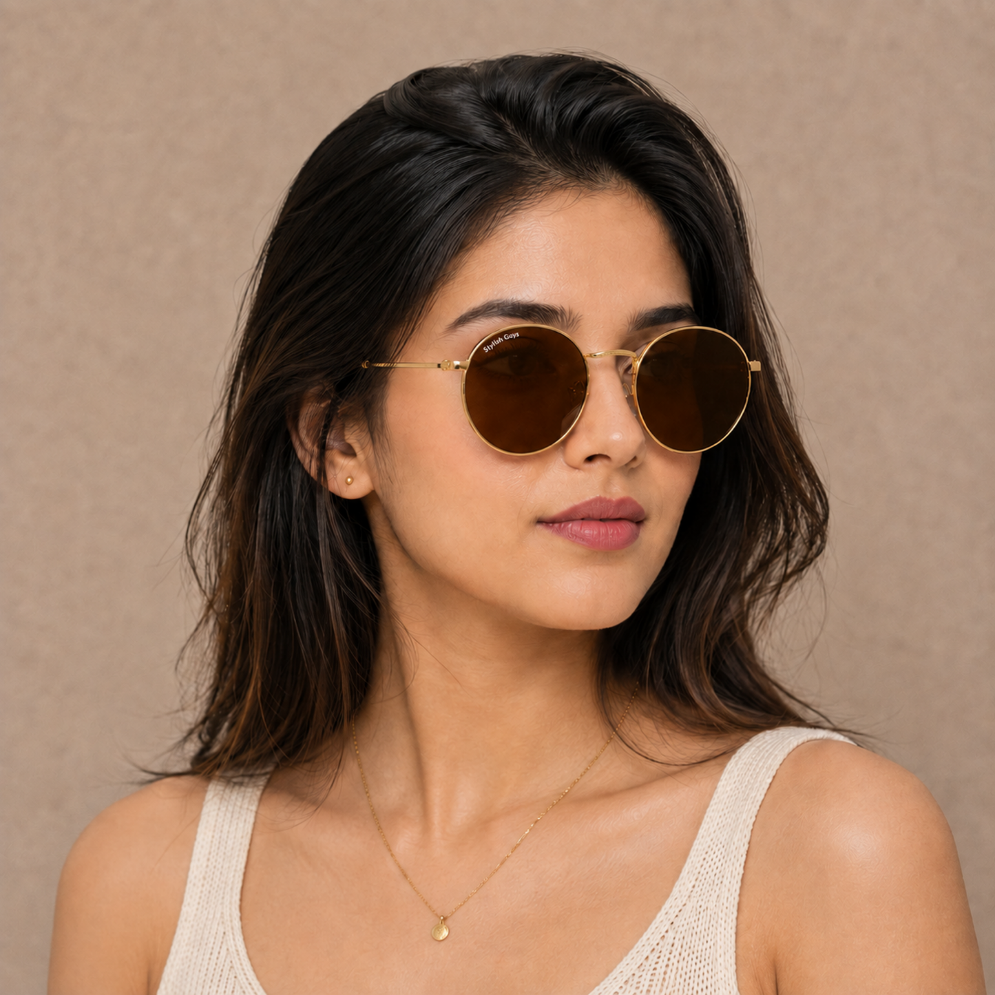 Sunglasses For Men With Brown Glass & Golden Frame 3447 Panto Round Sunglass By Sunglasses Deal