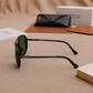 Sunglasses For Men With Green Glass & Black Frame 4414 Aviator Oval Sunglass By Sunglasses Deal
