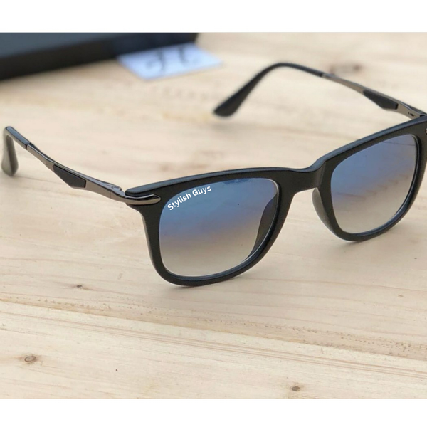 New Fancy Square Trending Latest Fixed Nosed Blue Shade Mirror & Black Frame With Metal Frame Hot Favorite Sunglass For Men, Women & Unisex. ( SG - 4287 )