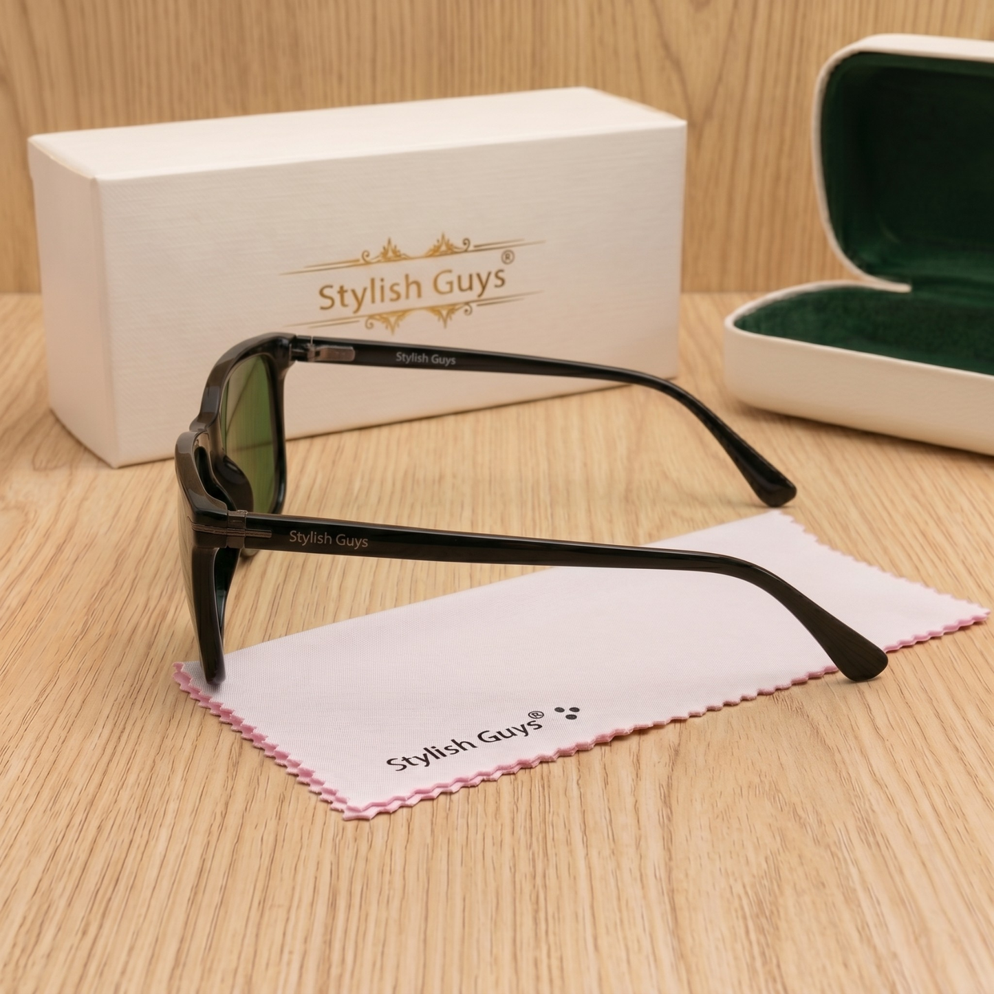 Sunglasses For Men With Green Glass & Black Frame 4708 Square Sunglass By Sunglasses Deal