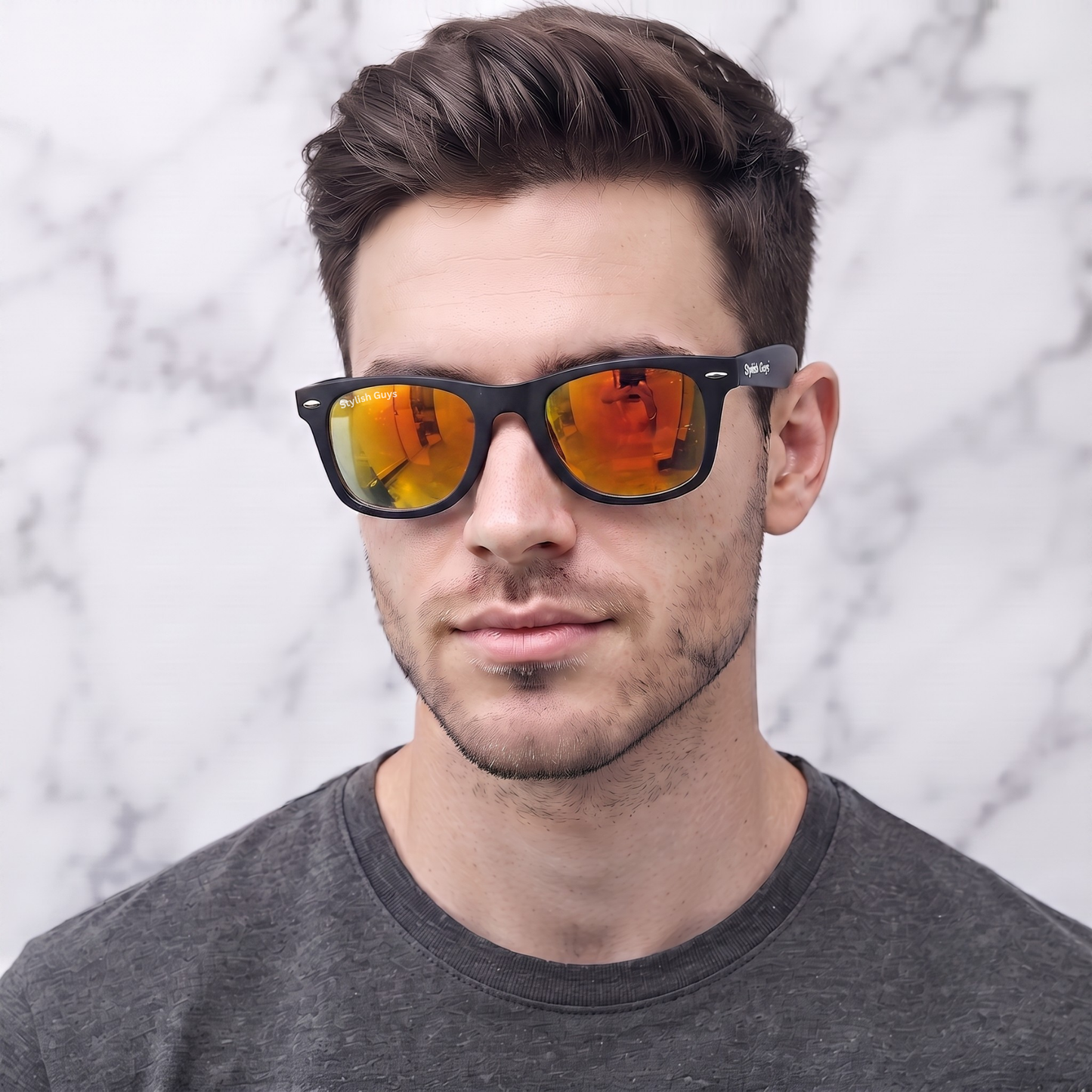 Sunglasses For Men With Orange Mercury Glass & Black Frame 2140 Wayfarer Sunglass By Sunglasses Deal