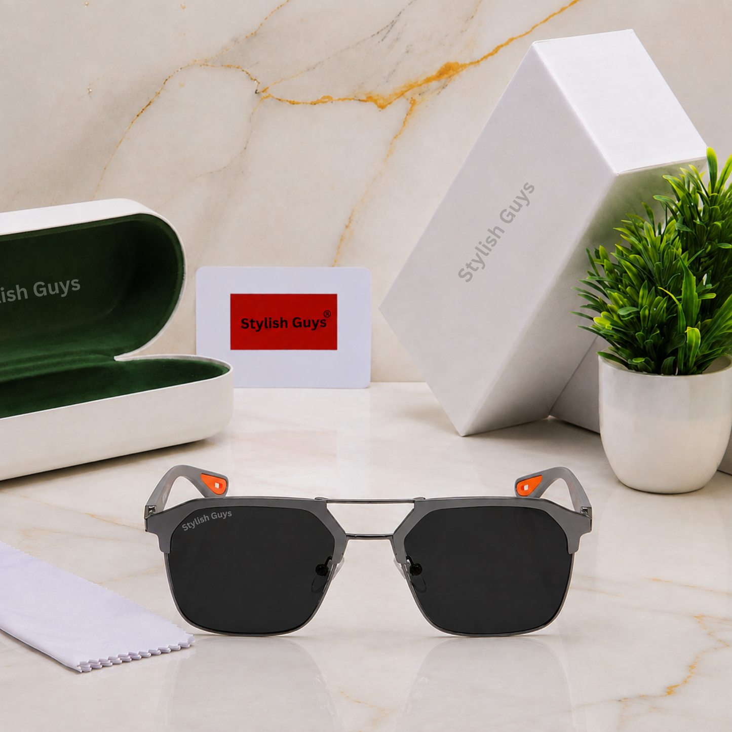 Sunglasses For Men With Black Glass & Grey Frame 04 Square Polarized Sunglass By Sunglasses Deal