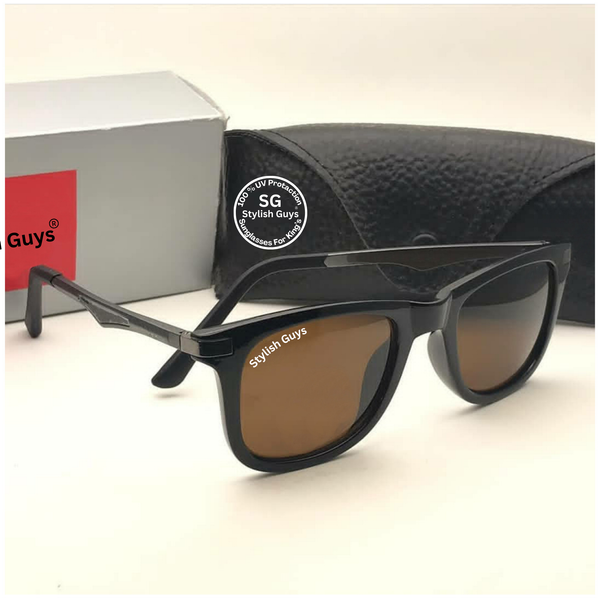 New Fancy Square Trending Latest Fixed Nosed Brown Mirror & Black Frame With Metal Frame Hot Favorite Sunglass For Men, Women & Unisex. ( SG - 4287 )