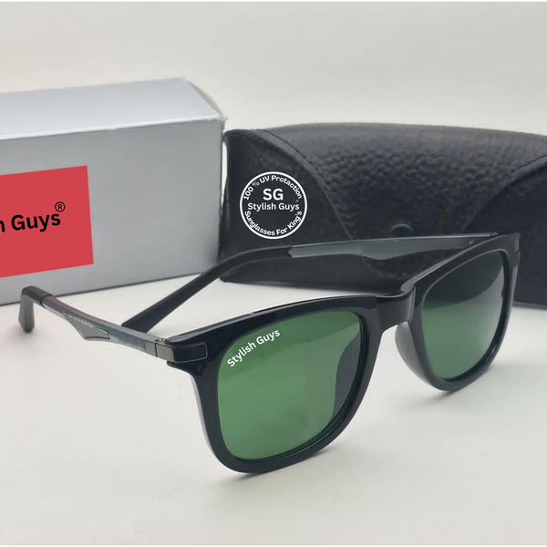 New Fancy Square Trending Latest Fixed Nosed Green Mirror & Black Frame With Metal Frame Hot Favorite Sunglass For Men, Women & Unisex. ( SG - 4287 )
